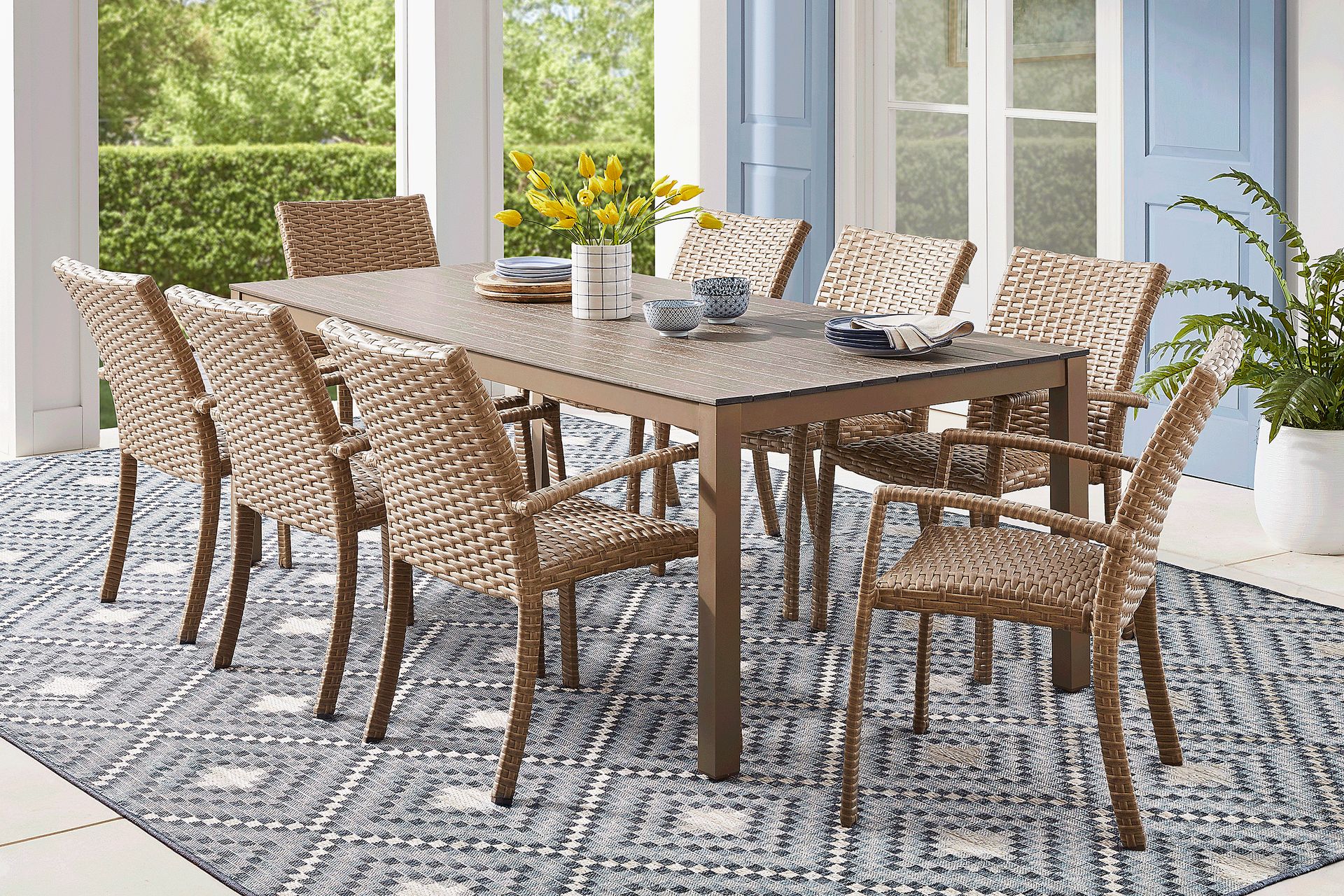 Paloma Brown 9 Pc 86 in. Outdoor Dining Set - Image 1