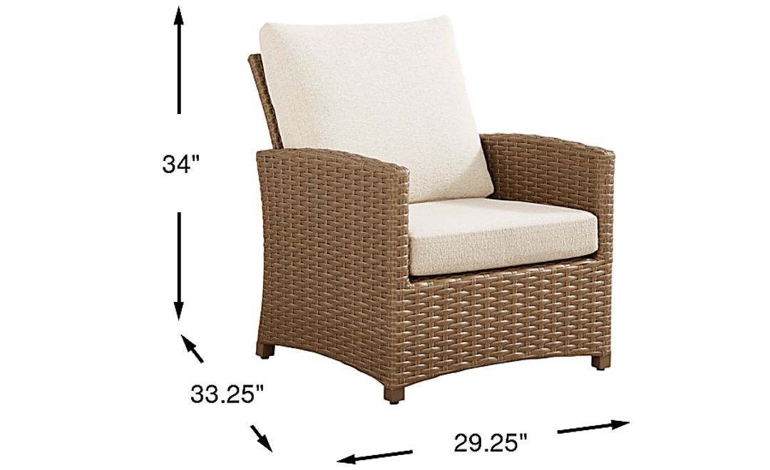 Paloma Brown Outdoor Club Chair with Beige Cushions