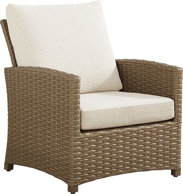 Paloma Brown Outdoor Club Chair with Beige Cushions