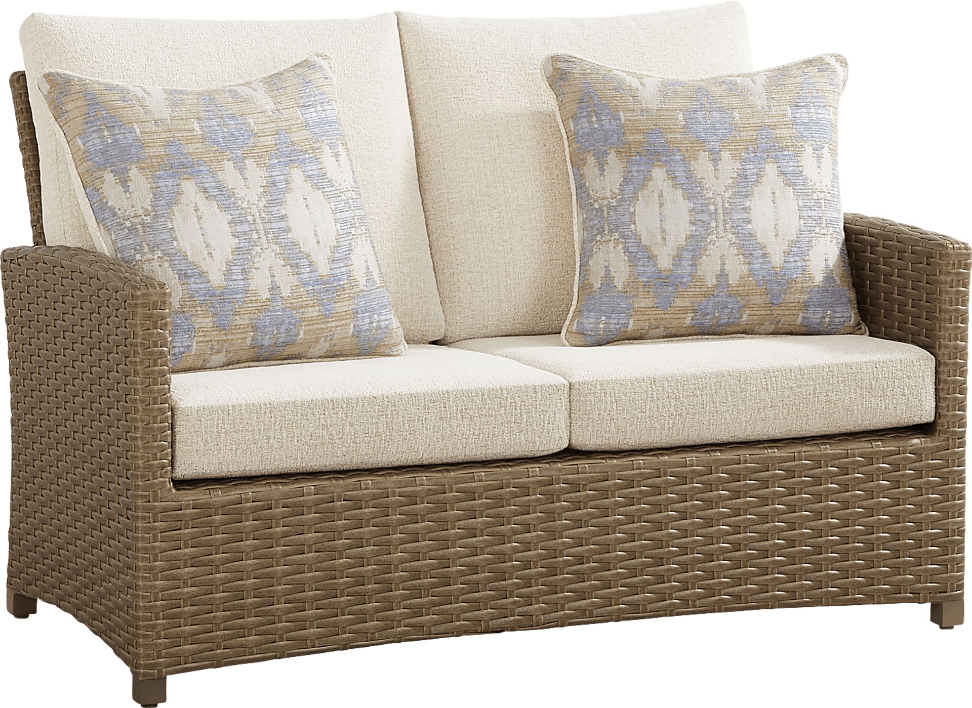 Paloma Brown 4 Pc Outdoor Loveseat Seating set with Beige Cushions - Image 3