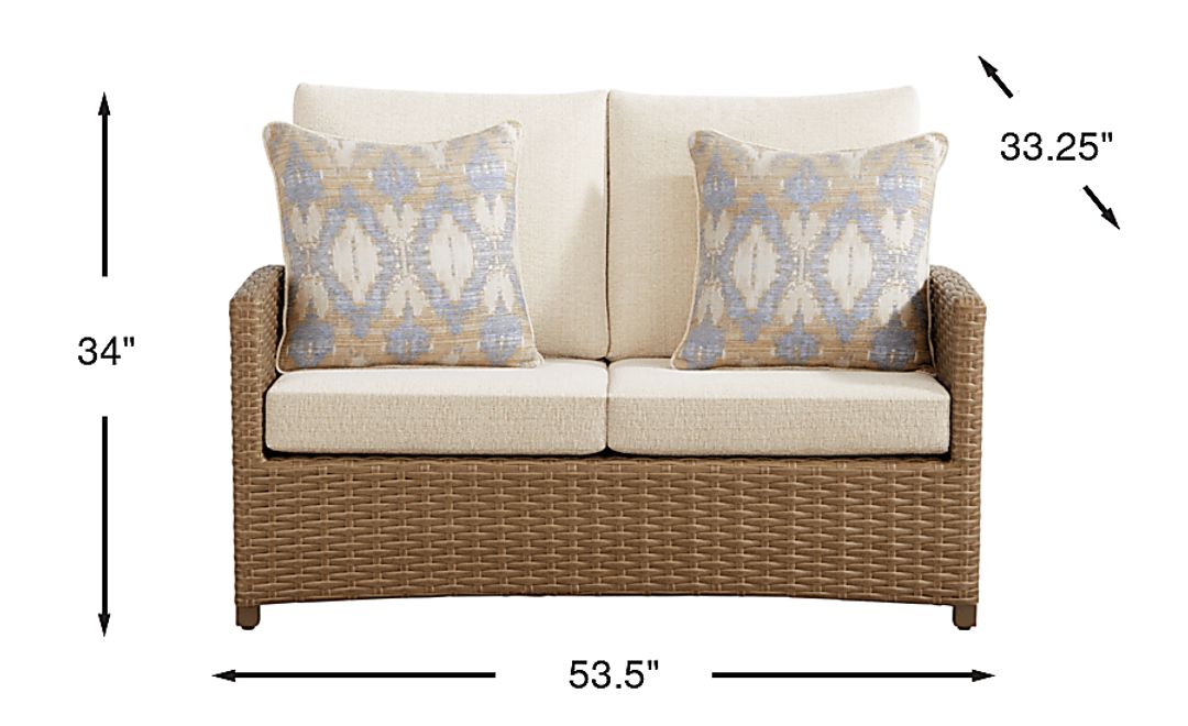 Paloma Brown Outdoor Loveseat with Beige Cushions