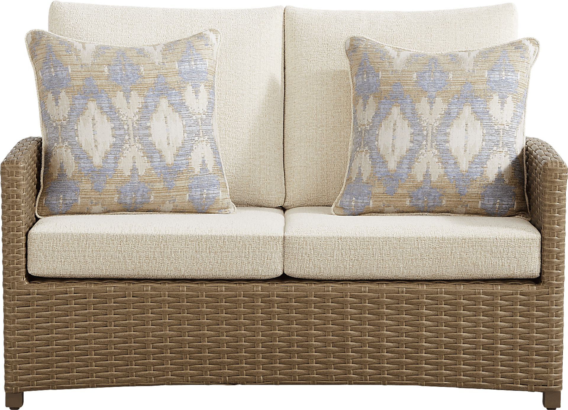 Paloma Brown 4 Pc Outdoor Loveseat Seating set with Beige Cushions - Image 2