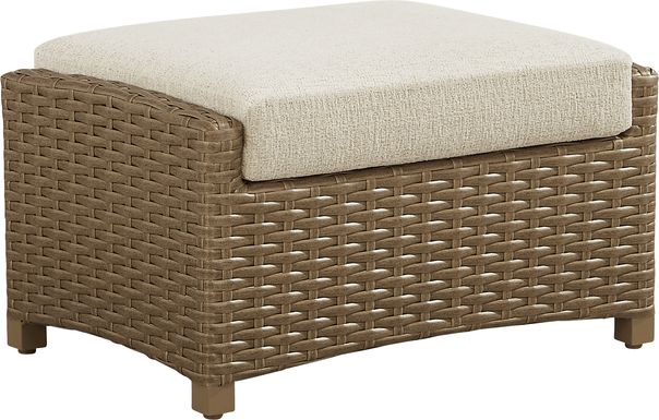 Paloma Brown Outdoor Ottoman with Beige Cushion