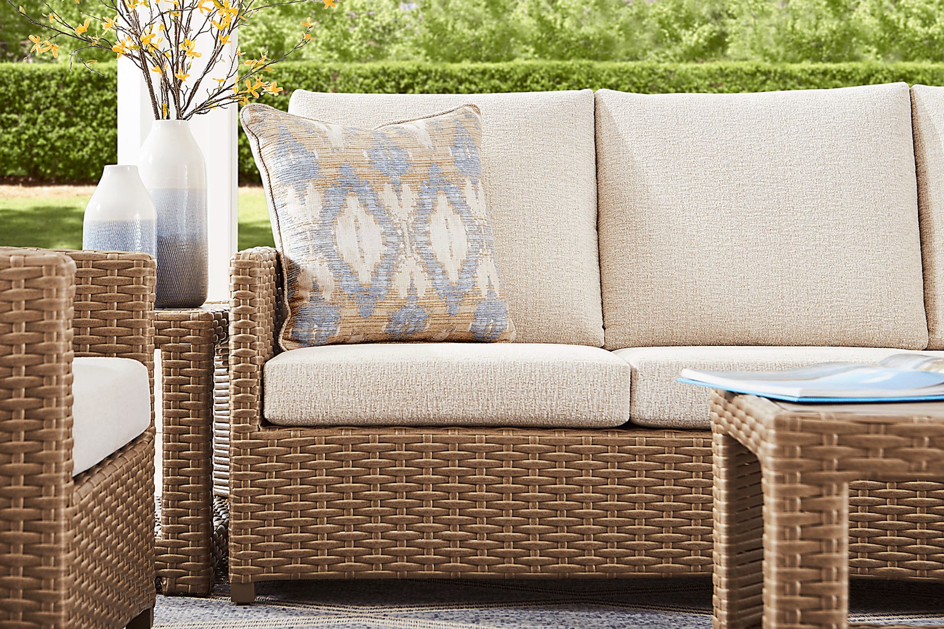 Paloma Brown Outdoor Sofa with Beige Cushions - Image 3