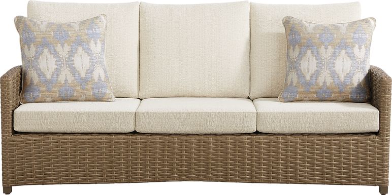 Paloma Brown Outdoor Sofa with Beige Cushions