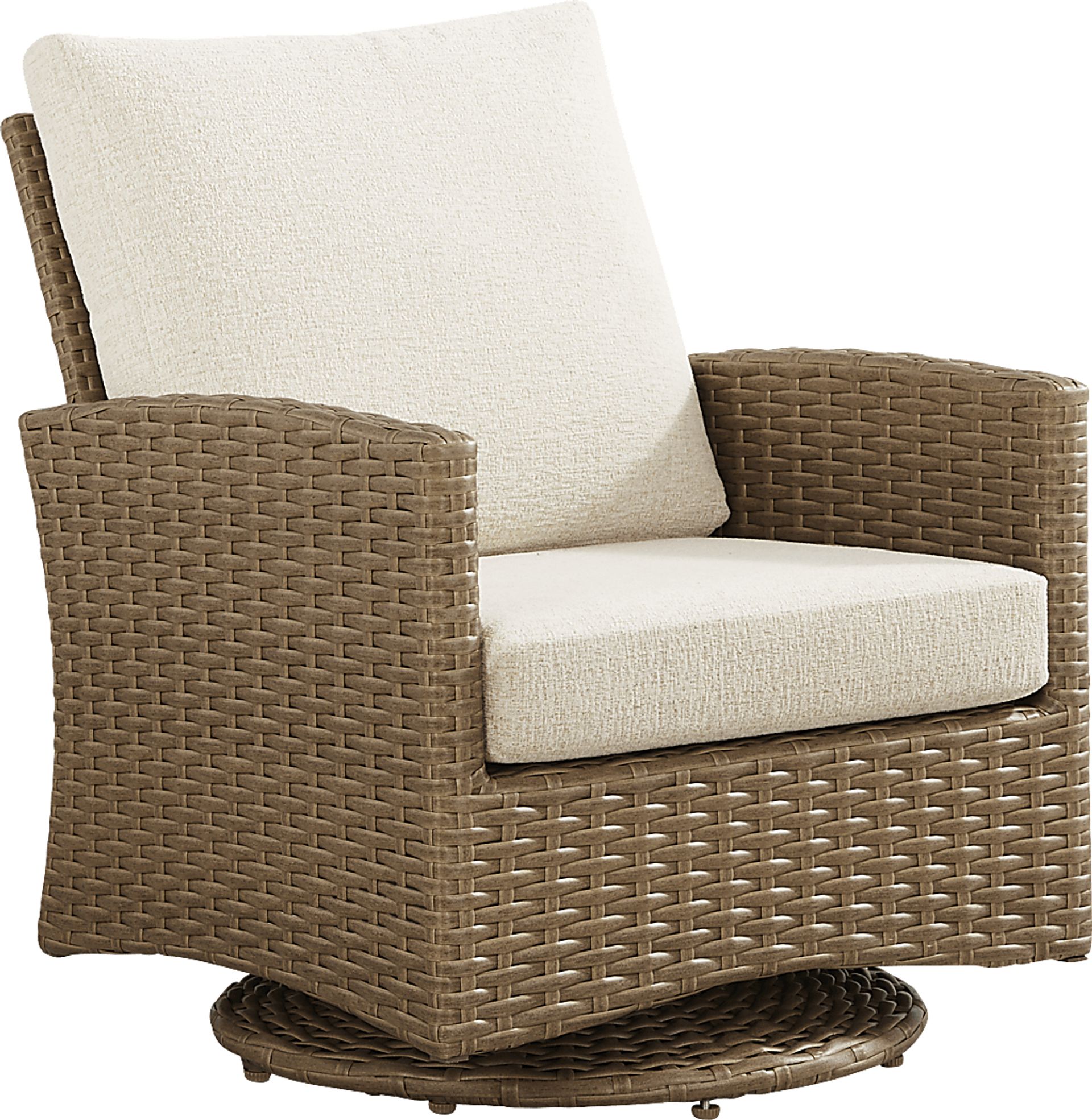 Paloma Brown Outdoor Swivel Chair with Beige Cushions - Image 1