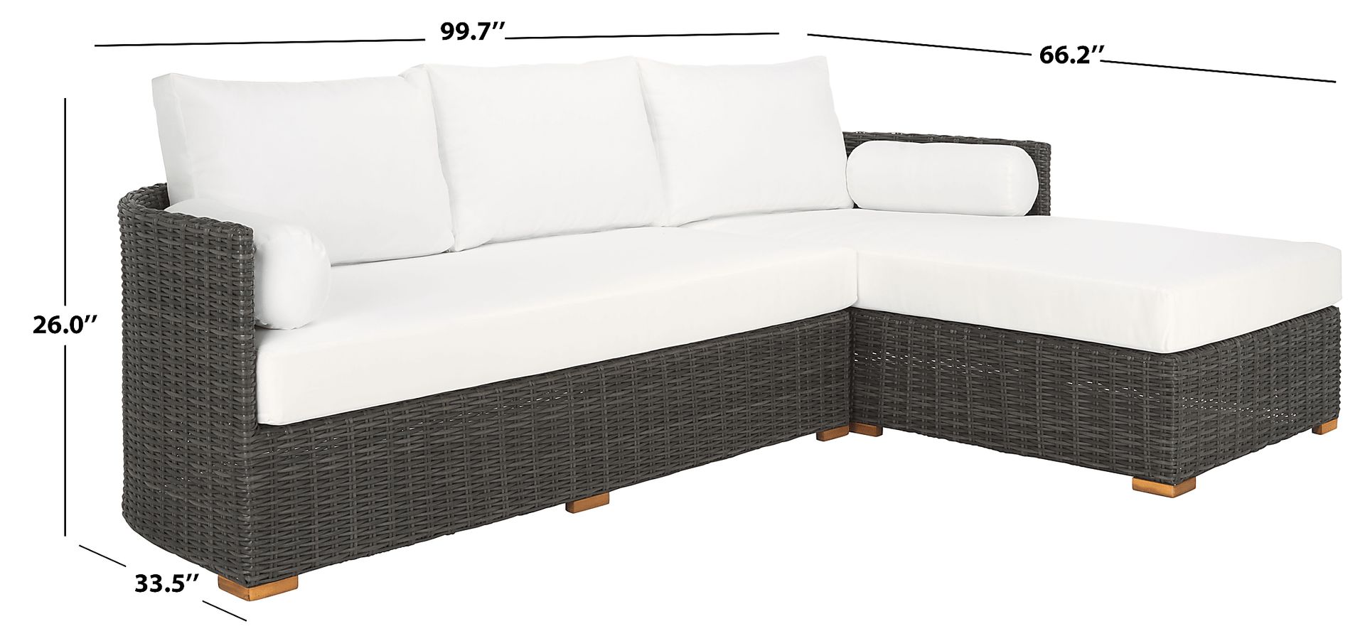 Pargeo Charcoal 2 Pc Outdoor Right Arm Chaise Sectional - Image 2
