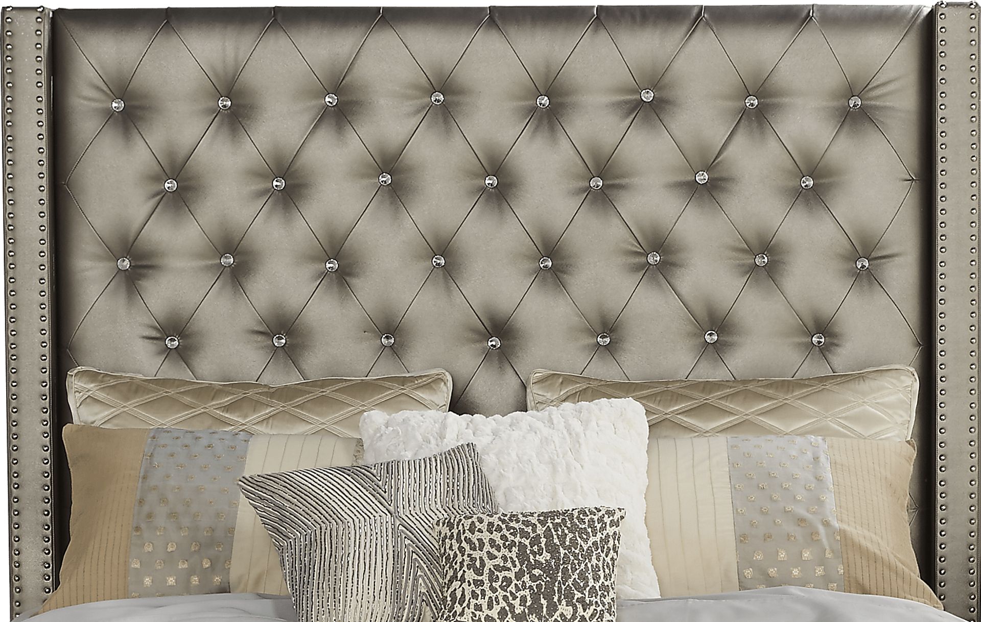 Paris Silver 5 Pc King Upholstered Bedroom - Image 3