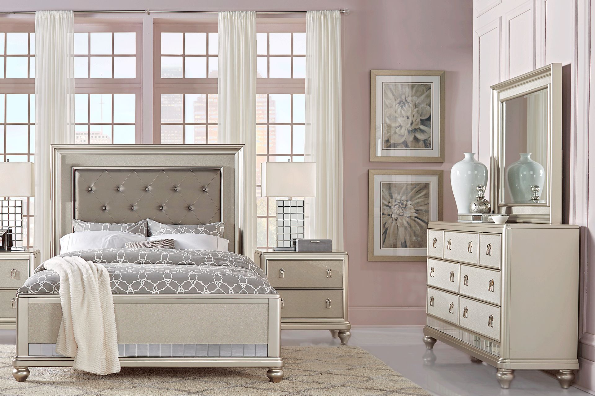 Paris Silver 5 Pc Queen Bedroom - Image 1