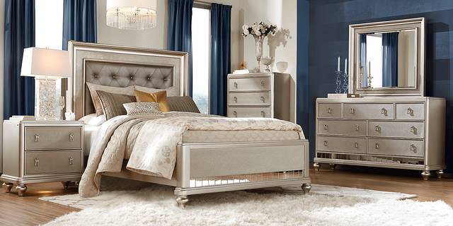 Paris Silver 5 Pc Queen Bedroom - Thumbnail - Image 2