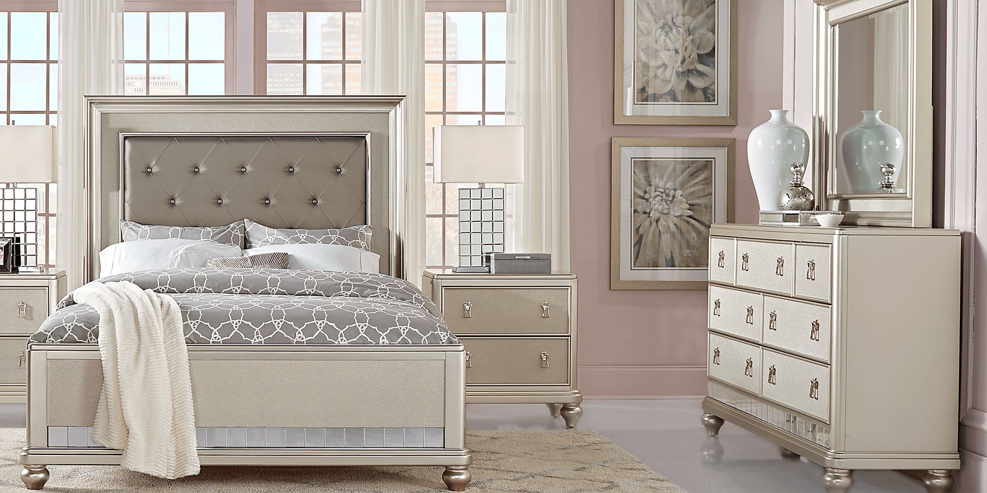 Paris Silver 7 Pc Queen Bedroom - Image 1