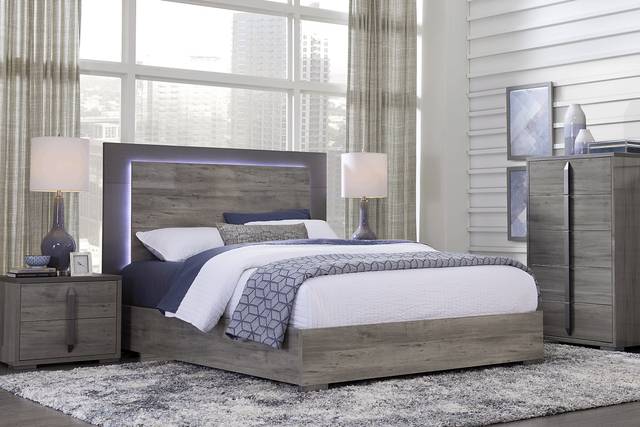 Park Slope Gray 3 Pc King Panel Bed - Thumbnail - Image 2