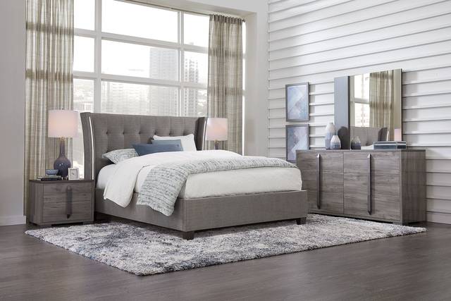 Park Slope Gray 7 Pc Queen Upholstered Bedroom - Thumbnail - Image 1