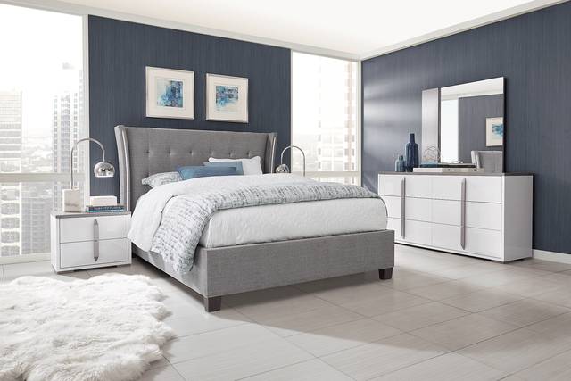 Park Slope White 5 Pc King Upholstered Bedroom - Thumbnail - Image 1