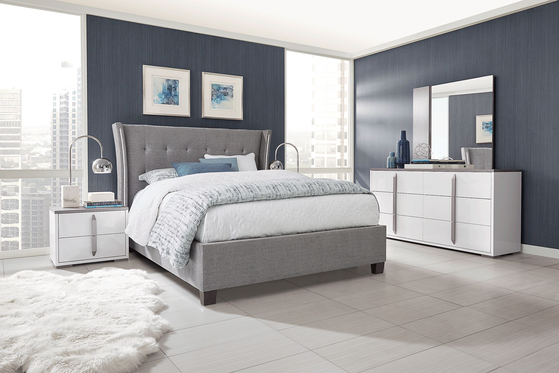 Park Slope White 5 Pc King Upholstered Bedroom - Image 1