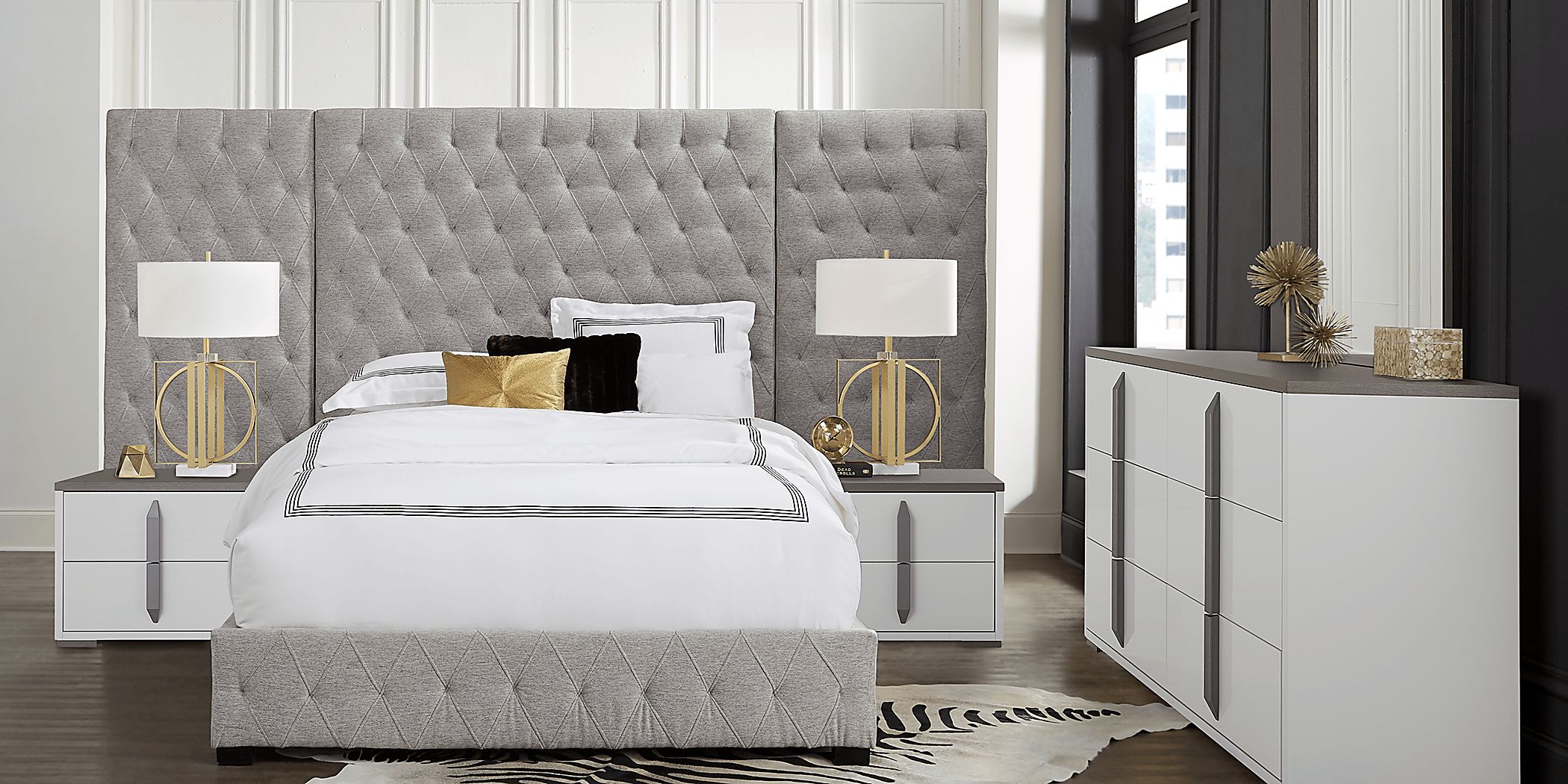 Park Slope White 7 Pc King Bedroom with Wall Bed Rooms To Go