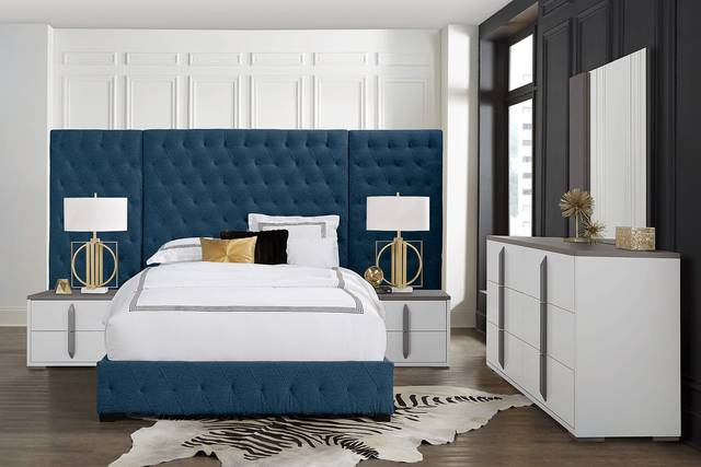 Park Slope White 9 Pc King Bedroom with Wall Bed - Thumbnail - Image 1