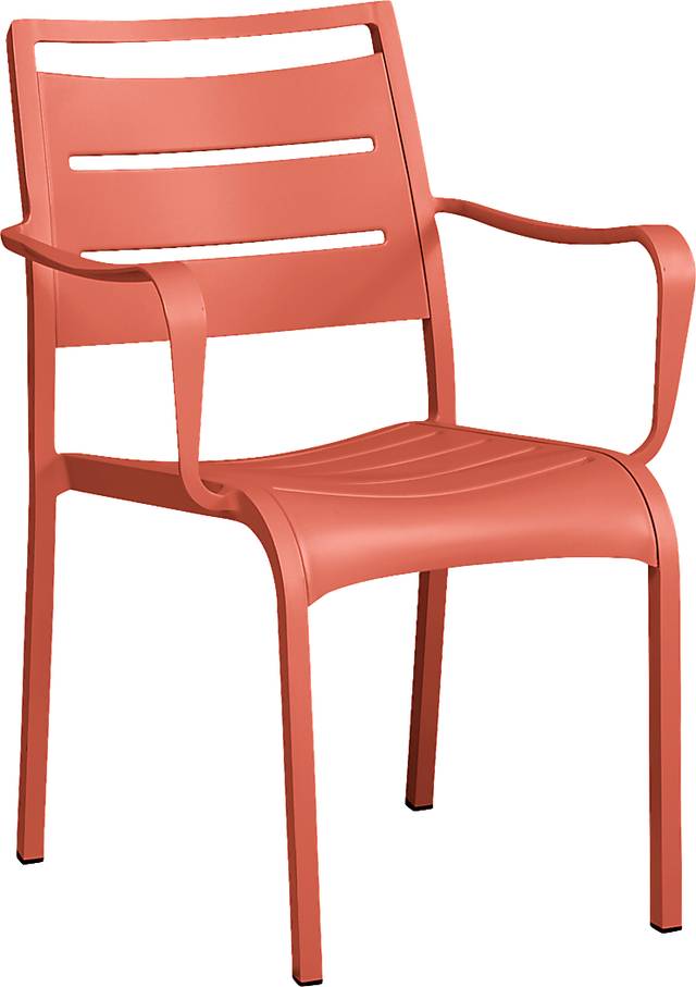 Park Walk White 7 Pc Rectangle Outdoor Dining Set with Coral Chairs - Thumbnail - Image 4
