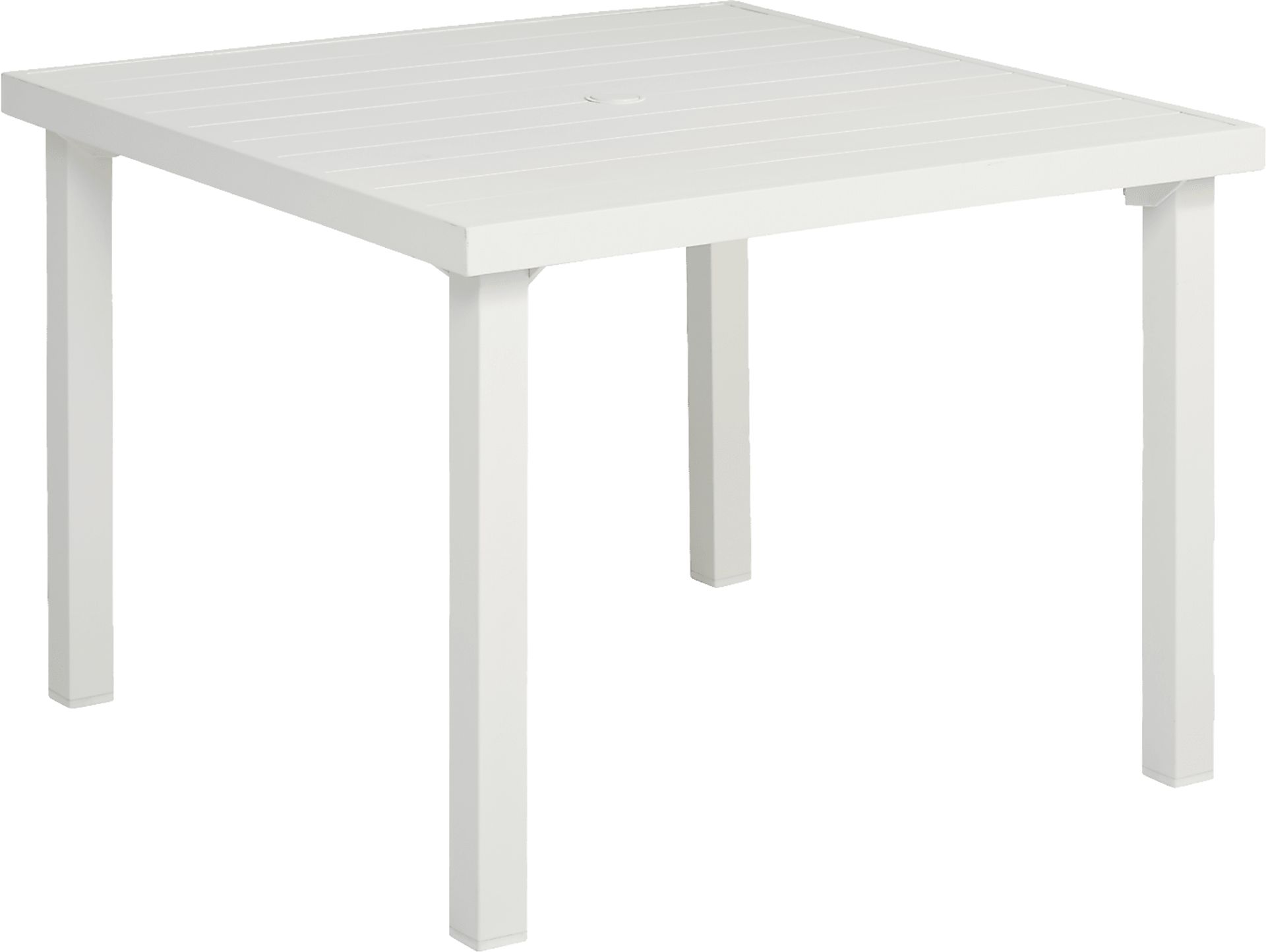 Park Walk White 5 Pc 40 in. Square Outdoor Dining Set with Coral Chairs - Image 4