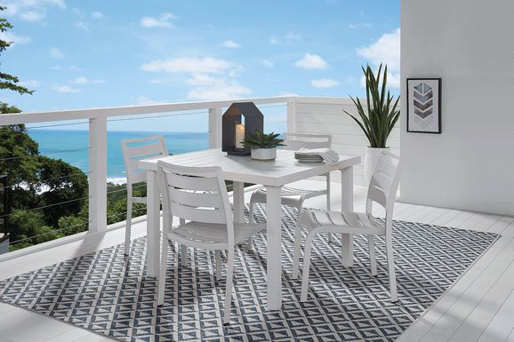 Park Walk White 5 Pc 40 in. Square Outdoor Dining Set