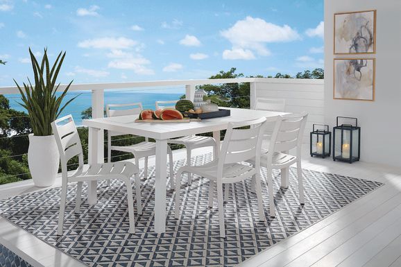 Park Walk White 7 Pc Rectangle Outdoor Dining Set