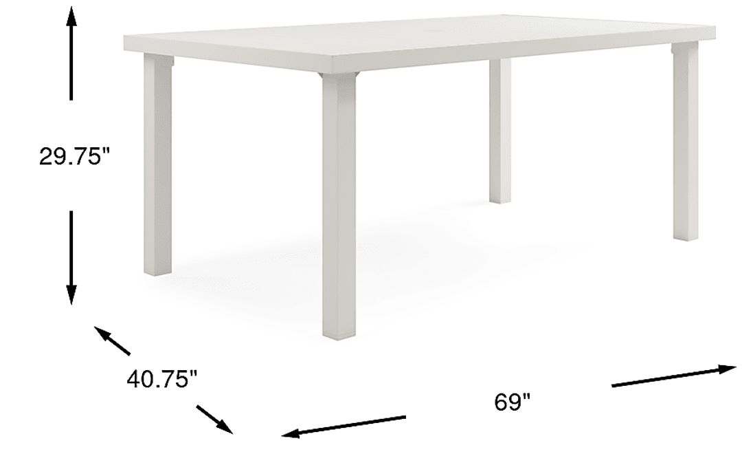 Park Walk White 70 in. Rectangle Outdoor Dining Table