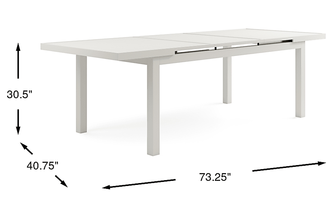 Park Walk White 73 - 97 in. Rectangle Extension Outdoor Dining Table