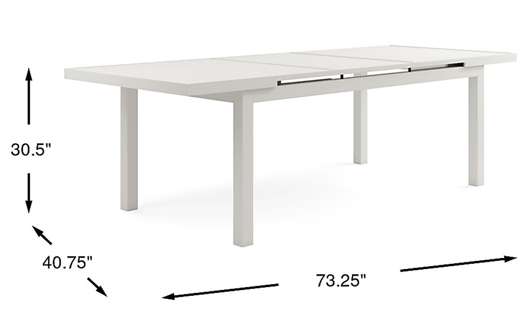 Park Walk White 73 - 97 in. Rectangle Extension Outdoor Dining Table