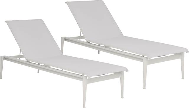 Park Walk White Outdoor Chaise, Set of 2 - Thumbnail - Image 1