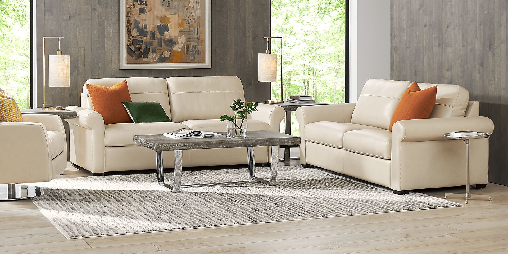 Parker Cream Leather Sleeper Sofa - Image 2