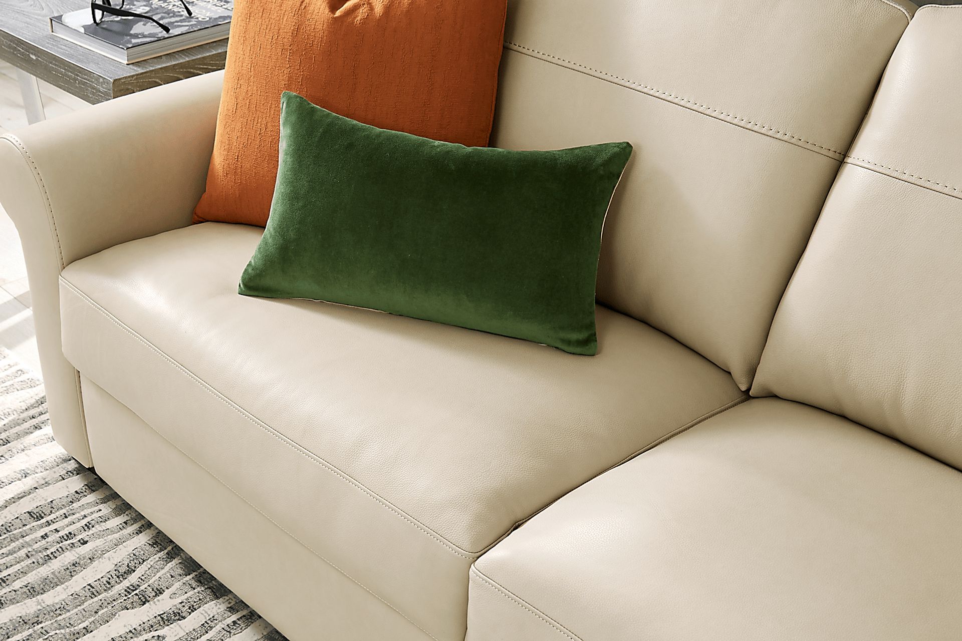 Parker Cream Leather Apartment Sofa - Image 3