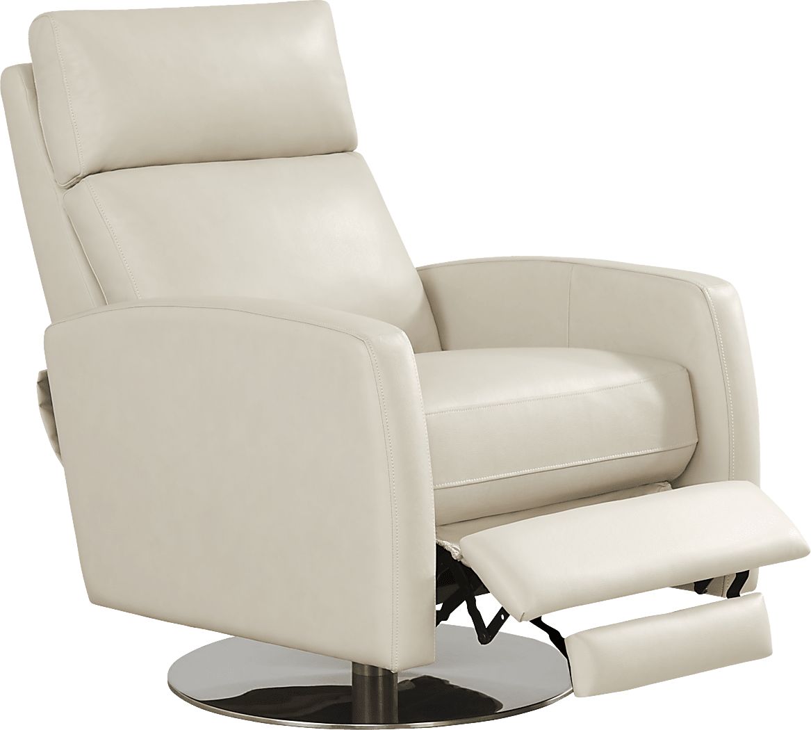 Parker Cream Leather Push Back Recliner
