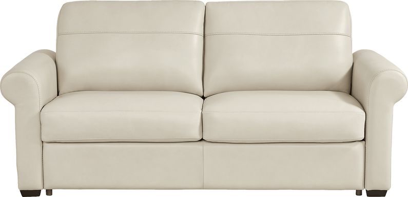 Parker Cream Leather Sleeper Loveseat