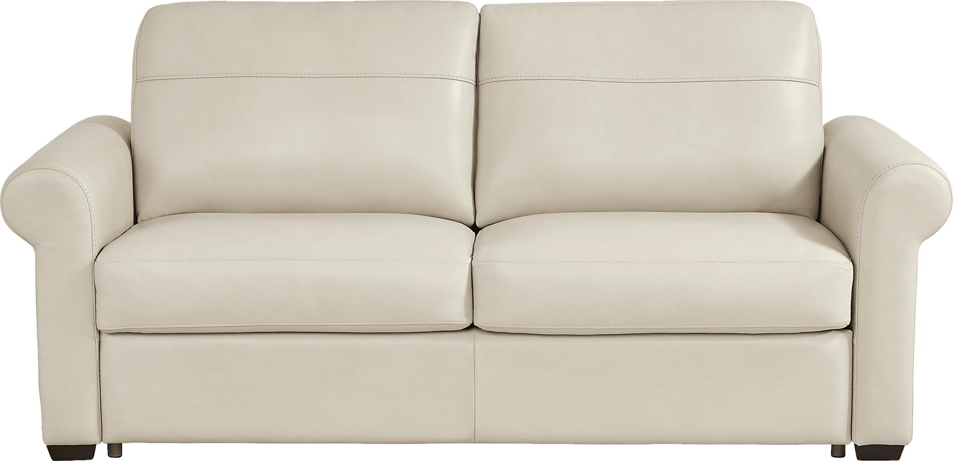 Parker Cream Leather Apartment Sleeper Sofa