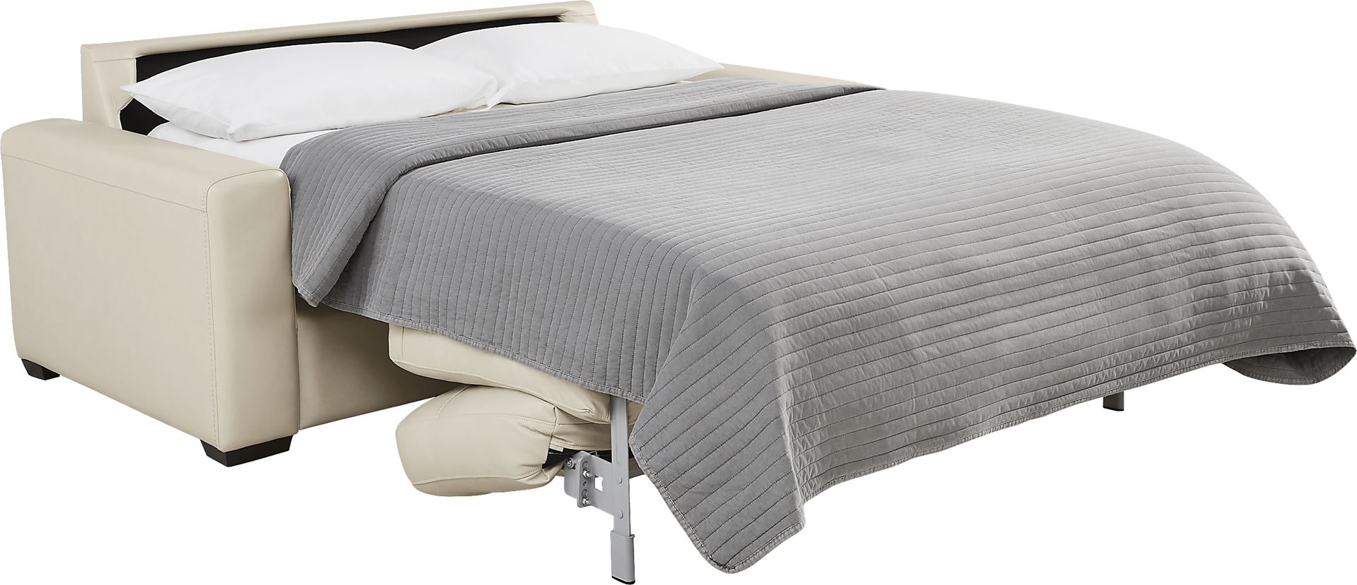 Parker Cream Leather Sleeper Loveseat - Image 2