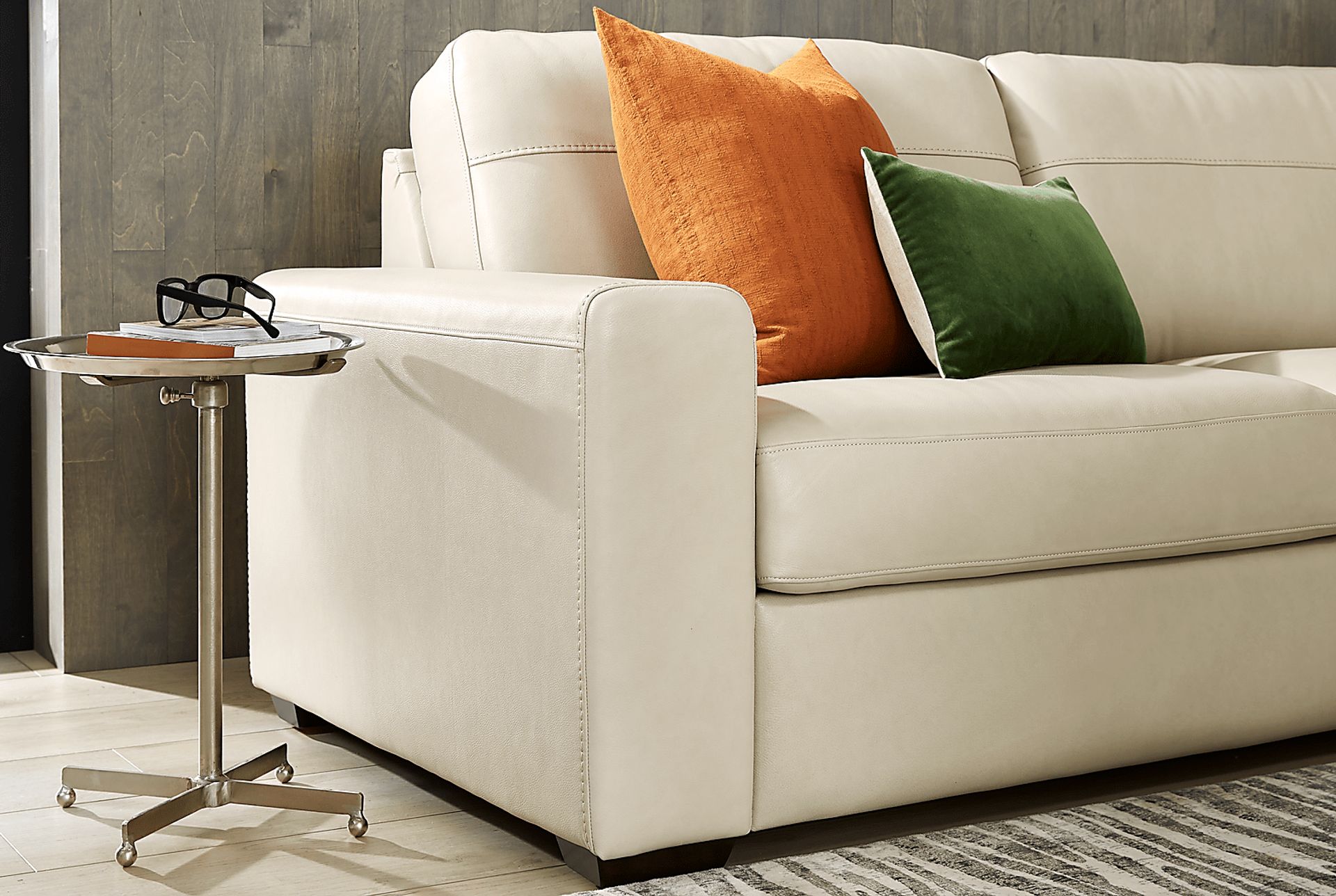 Parker Cream Leather Sleeper Loveseat - Image 3
