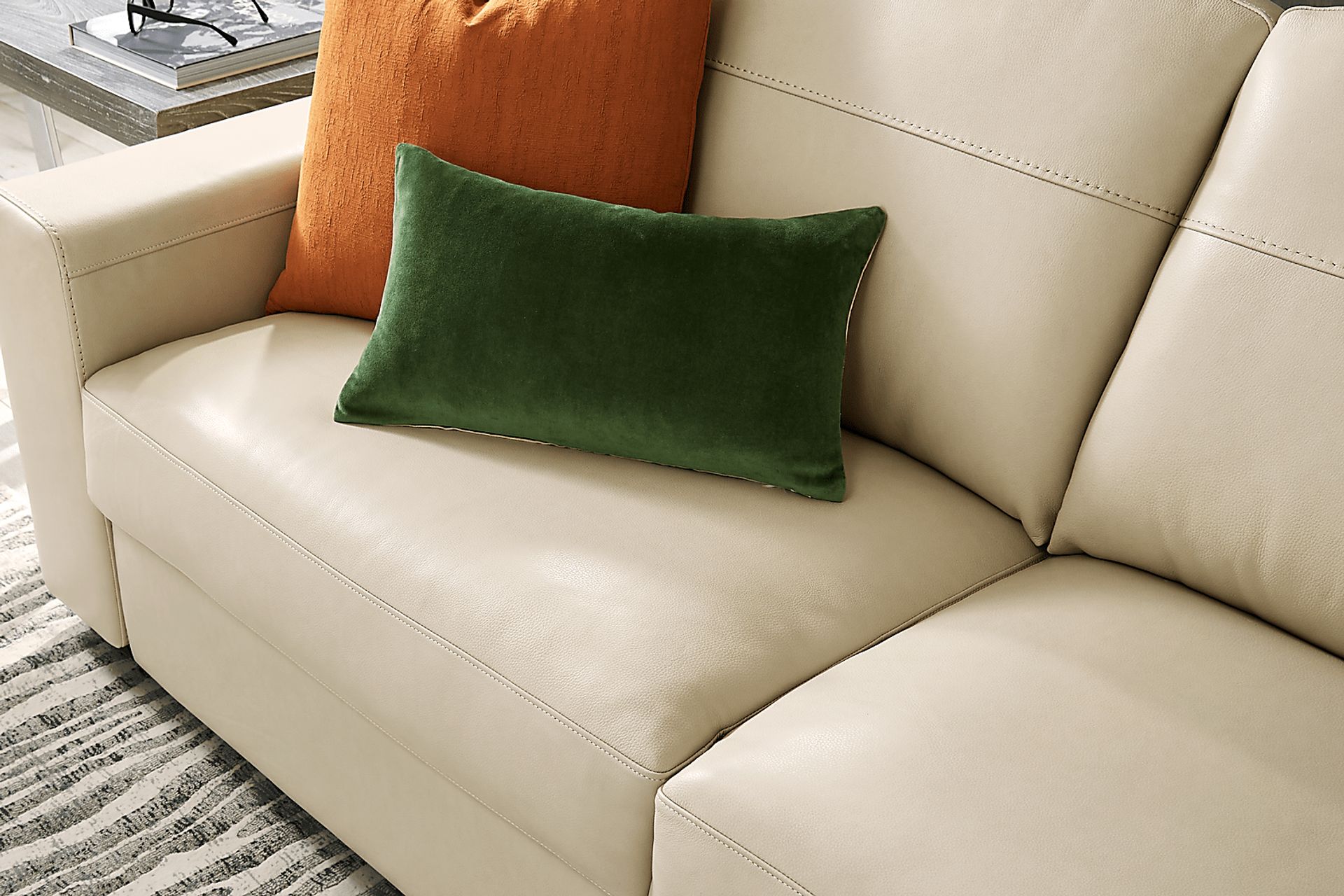 Parker Cream Leather Sleeper Loveseat - Image 4