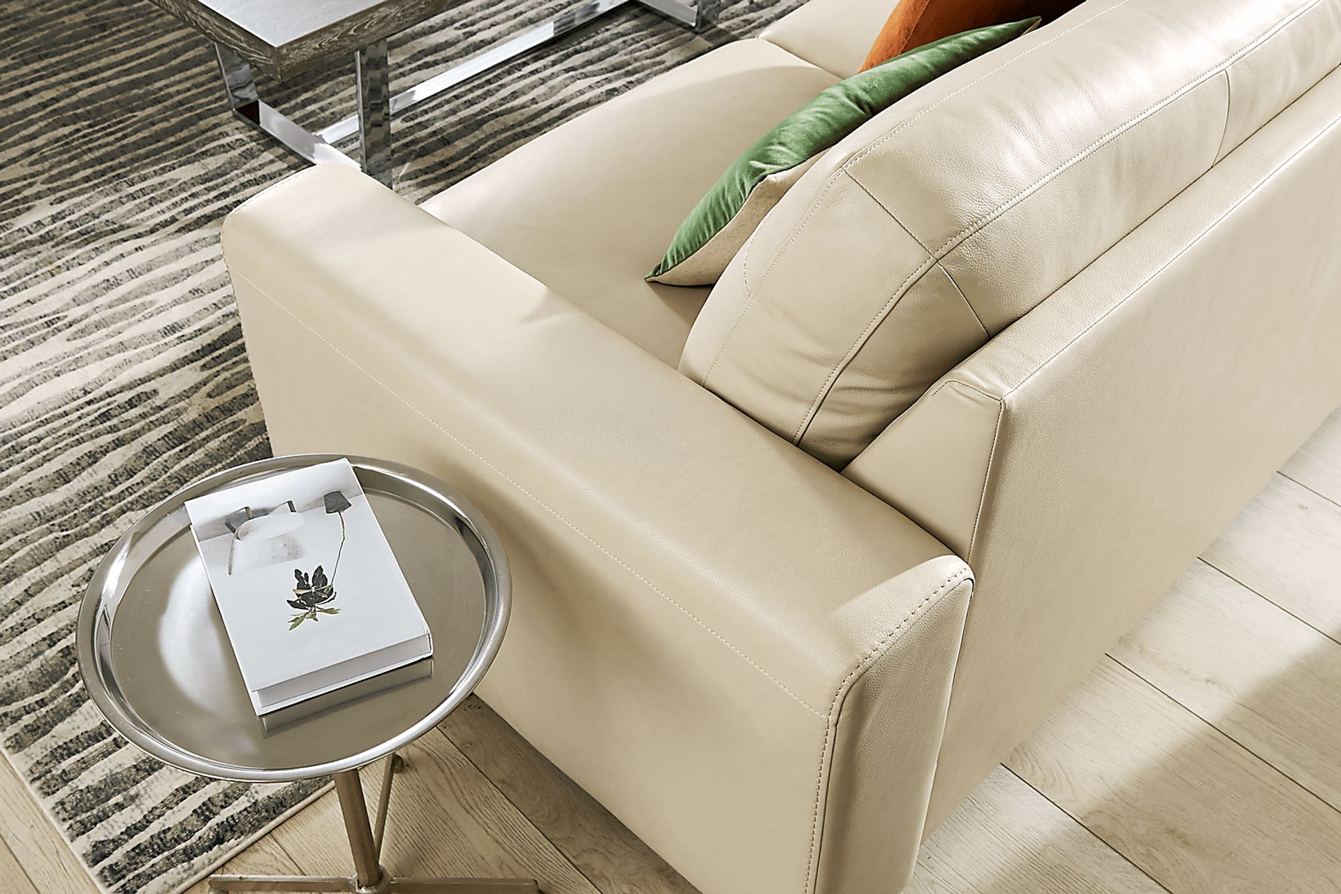 Parker Cream Leather Sleeper Loveseat - Image 5