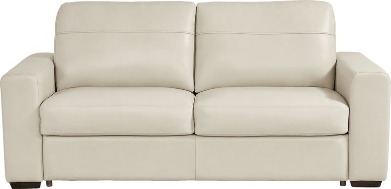Parker Cream Leather Sleeper Loveseat