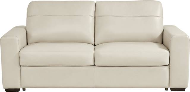 Parker Cream Leather Sleeper Loveseat - Thumbnail - Image 1