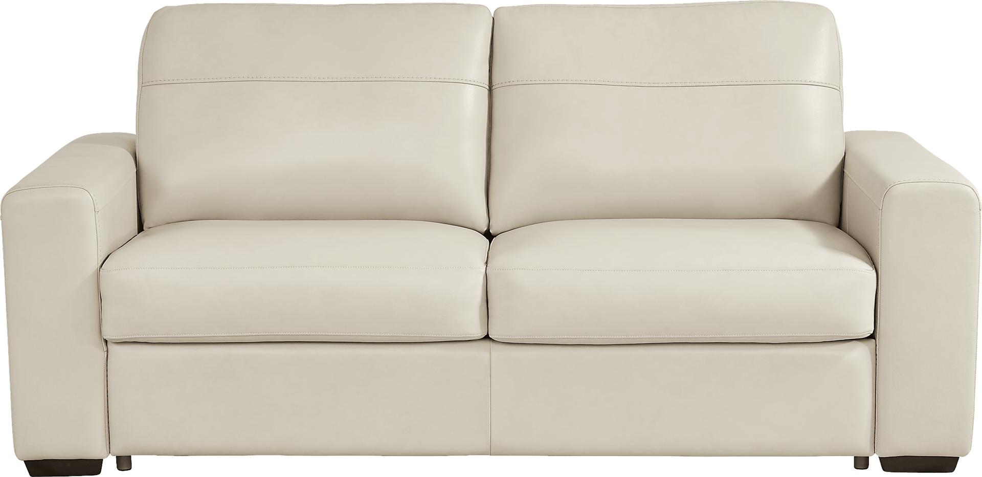 Parker Cream Leather Apartment Sleeper Sofa