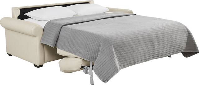 Parker Cream Leather 7 Pc Living Room with Sleeper Sofa - Thumbnail - Image 4