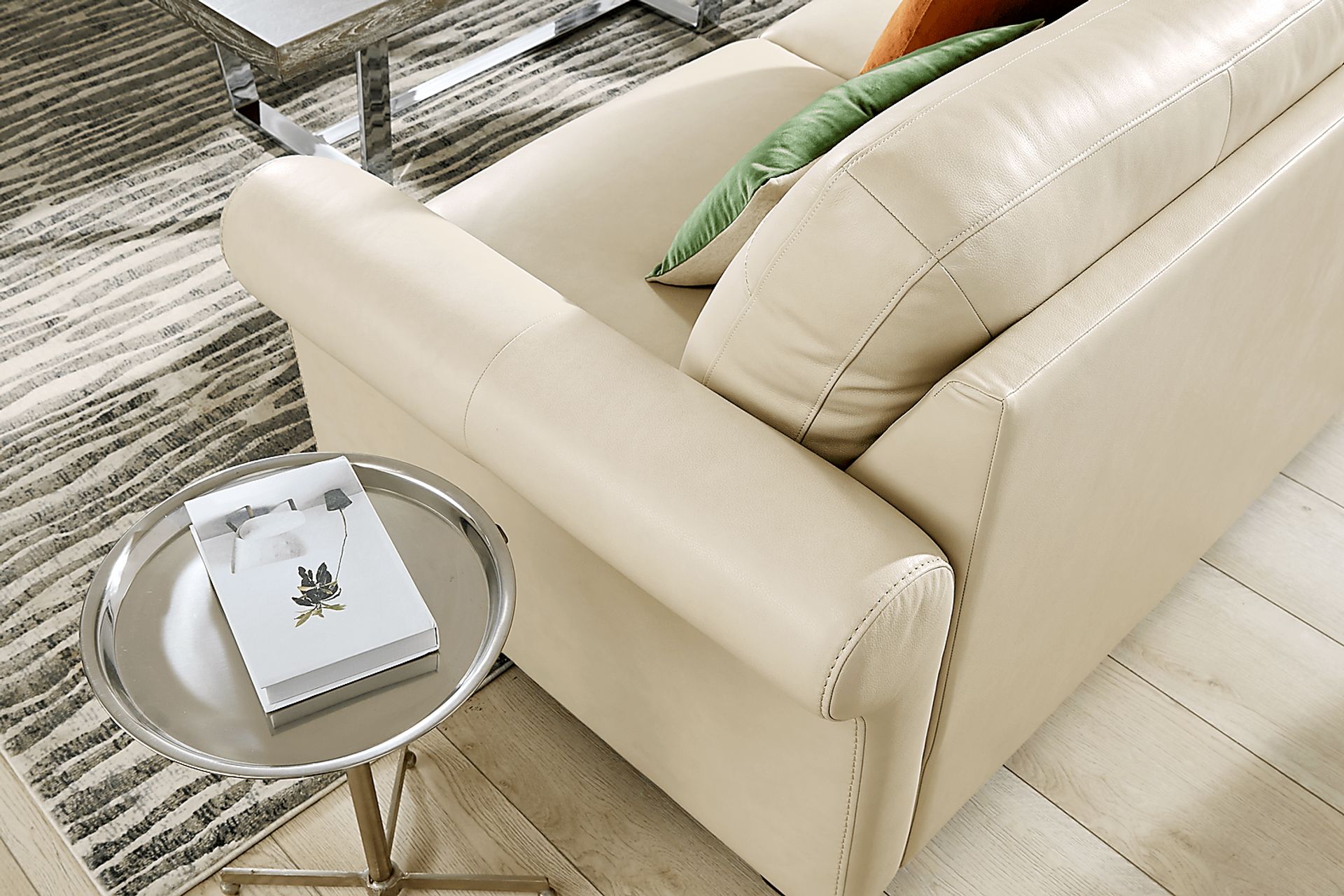 Parker Cream Leather Sofa - Image 4