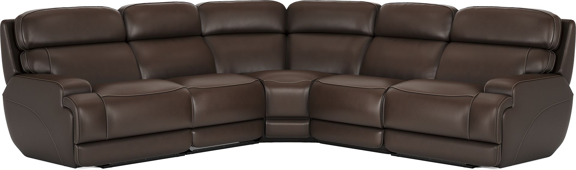 Parker Point Dark Brown Leather 5 Pc Triple Power Reclining Sectional - Image 4