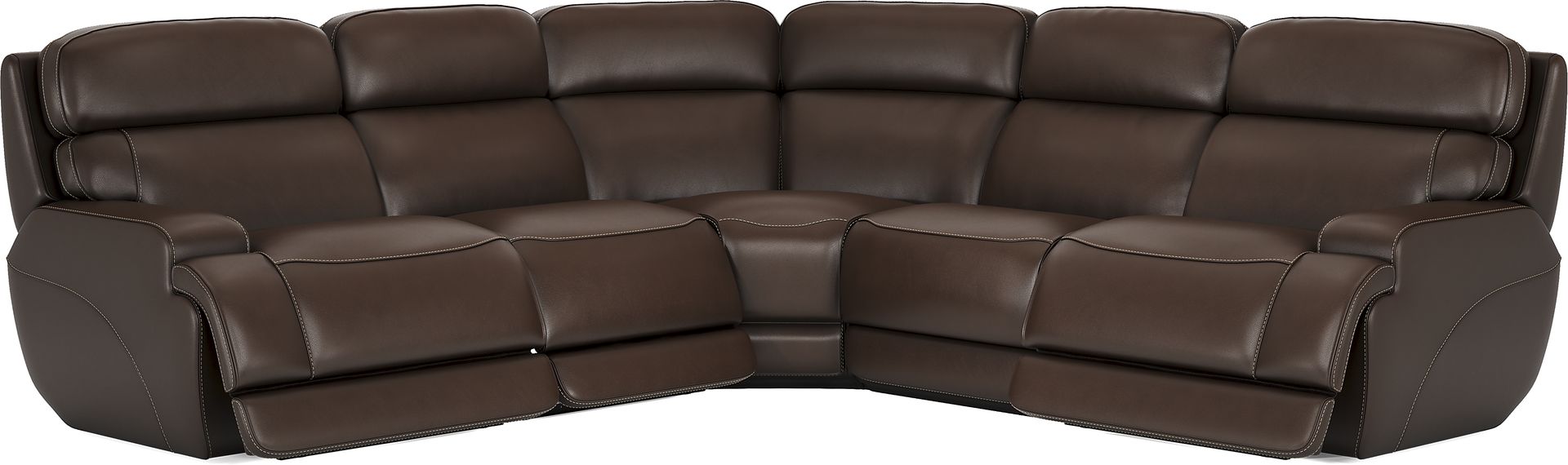 Parker Point Dark Brown Leather 5 Pc Triple Power Reclining Sectional - Image 1