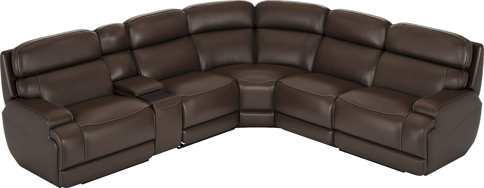 Parker Point Dark Brown Leather 6 Pc Triple Power Reclining Sectional - Image 1
