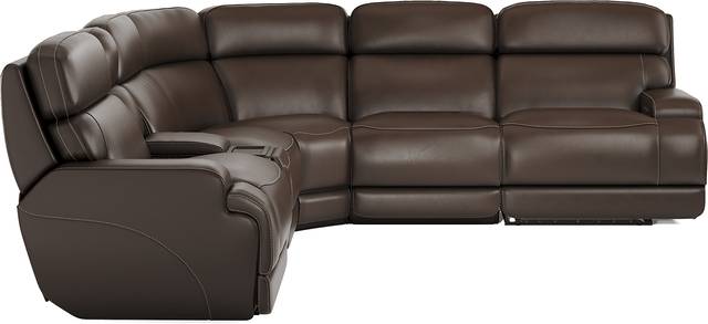 Parker Point Dark Brown Leather 6 Pc Triple Power Reclining Sectional - Thumbnail - Image 3