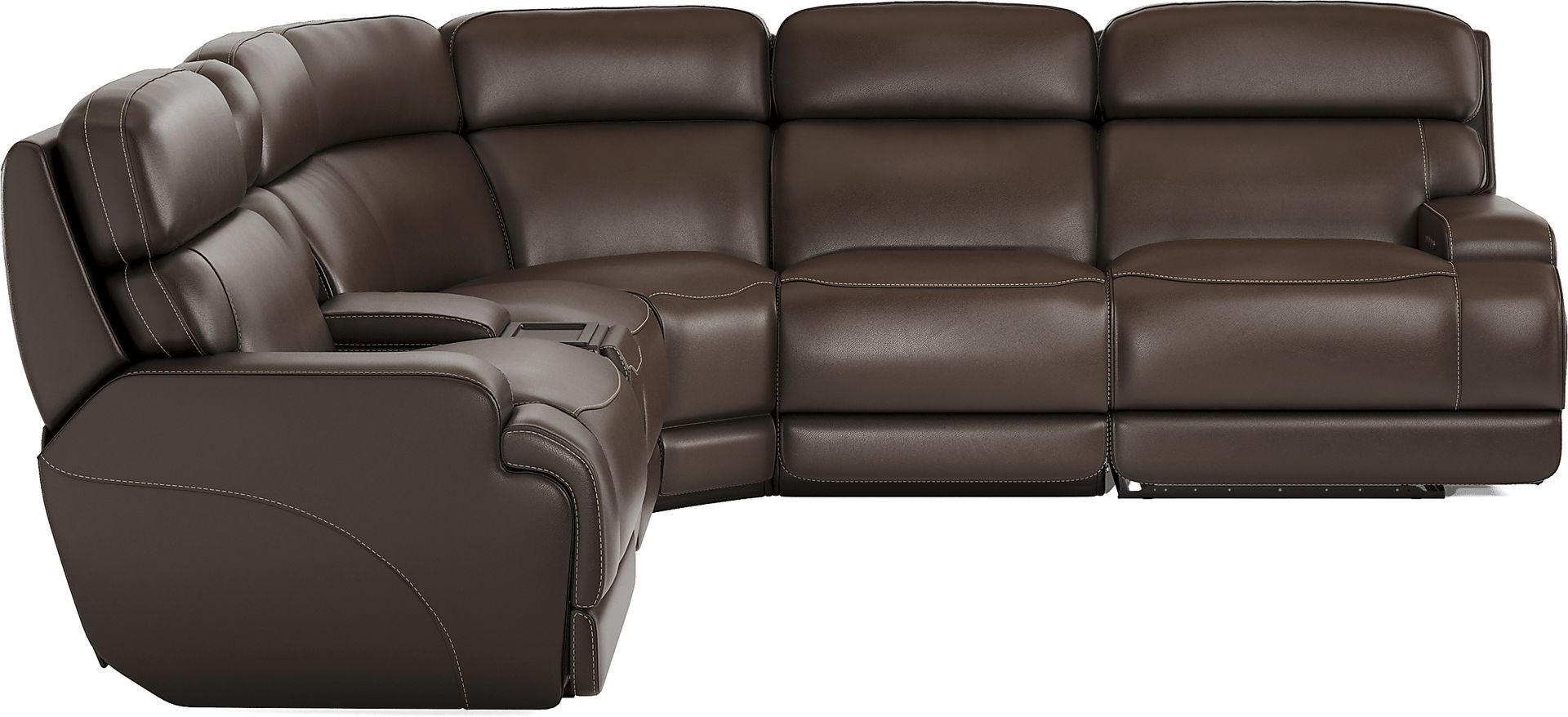 Parker Point Dark Brown Leather 9 Pc Triple Power Reclining Sectional Living Room - Image 4