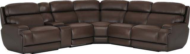 Parker Point Dark Brown Leather 6 Pc Triple Power Reclining Sectional - Thumbnail - Image 4
