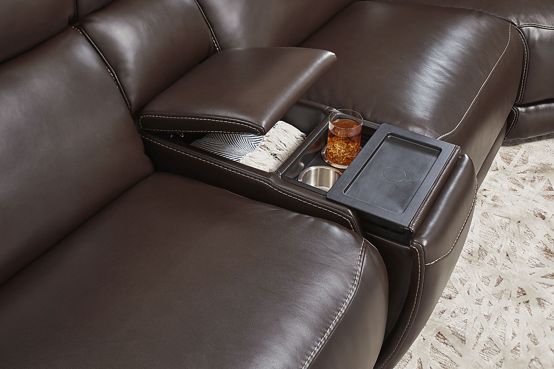 Parker Point Dark Brown Leather 9 Pc Triple Power Reclining Sectional Living Room - Image 11